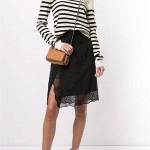 Zadig & Voltaire black jacquard silk and lace skirt